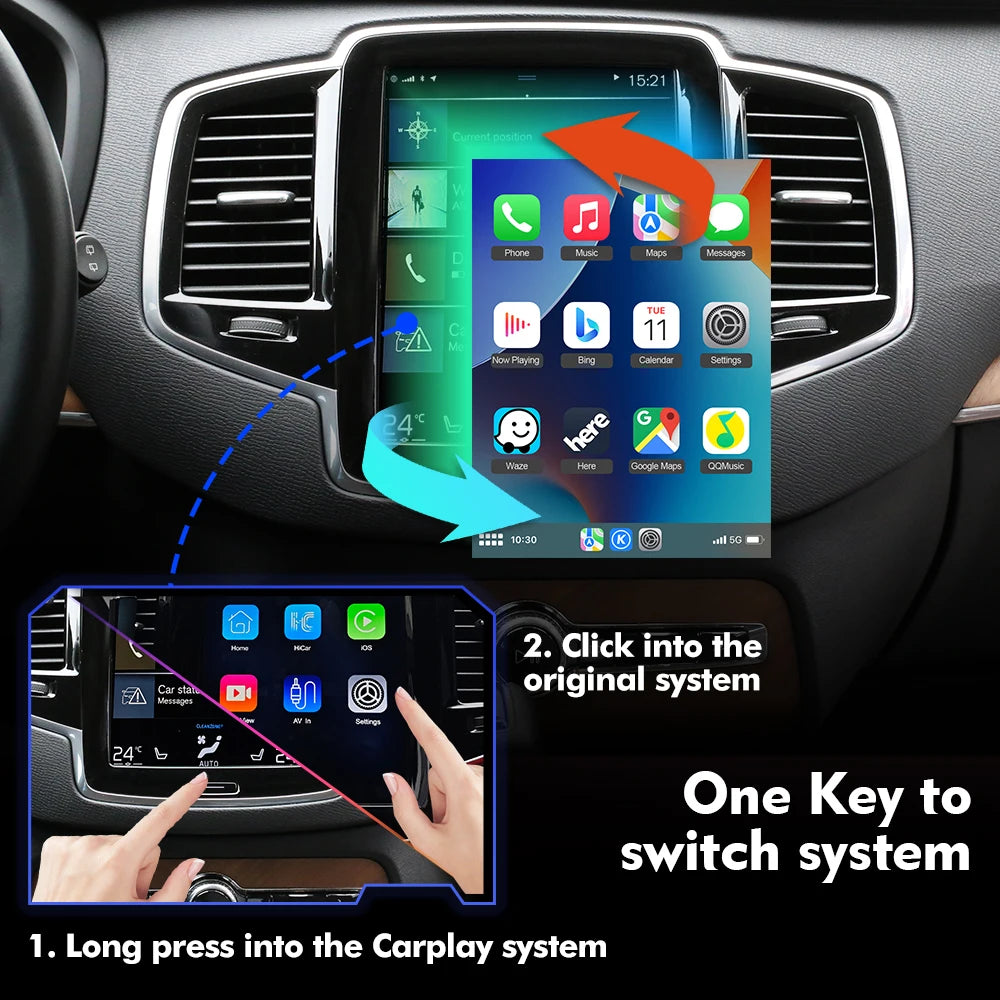 ISUDAR Wireless CarPlay Module for Volvo – AI Upgrade Adapter with Android Auto & Bluetooth (XC90/XC60/XC40/S90/S60/V90/V60)