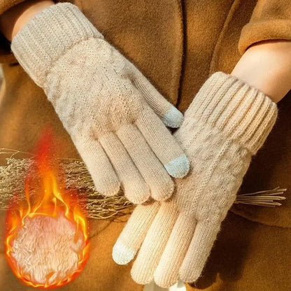 New Men's Warm Full Finger Gloves - Winter Touchscreen Fleece and Wool Knitted Gloves for Cycling and Driving