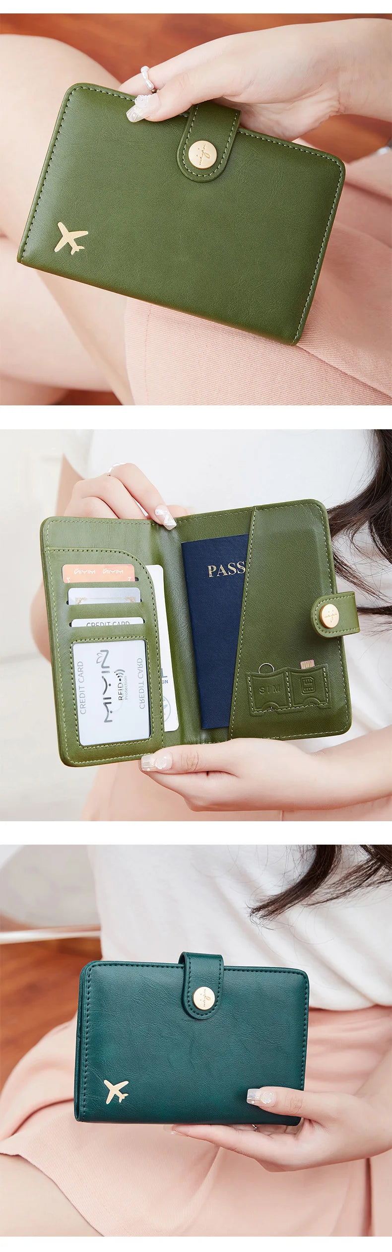 Minimalist RFID Passport Clip Multifunctional PU Leather Wallet – ID & Credit Card Holder Travel Accessory