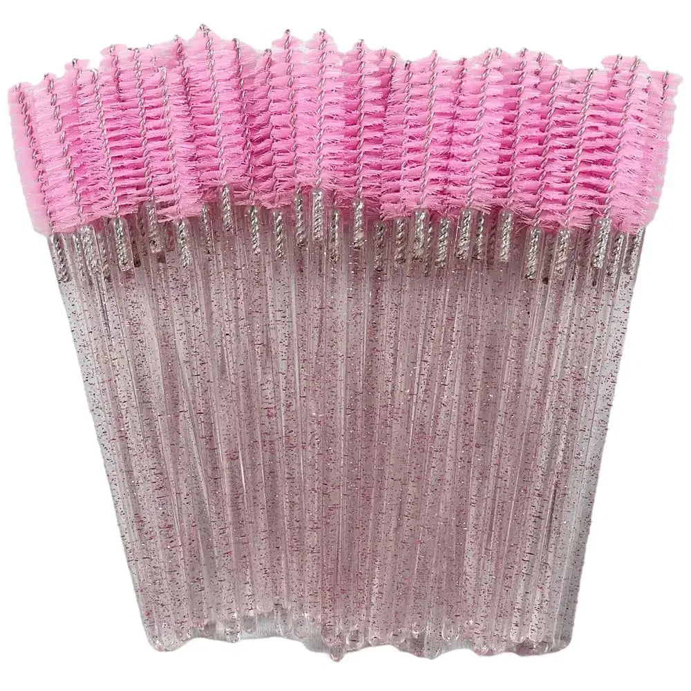 50-Pack Disposable Crystal Eyelash Brush Combs – Professional Eyelash Extension Mascara Wands for Makeup and Beauty Tools