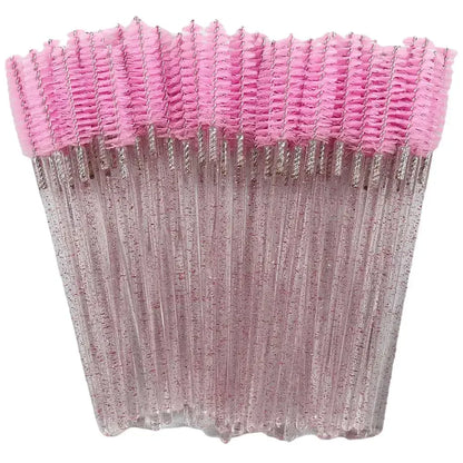 50-Pack Disposable Crystal Eyelash Brush Combs – Professional Eyelash Extension Mascara Wands for Makeup and Beauty Tools