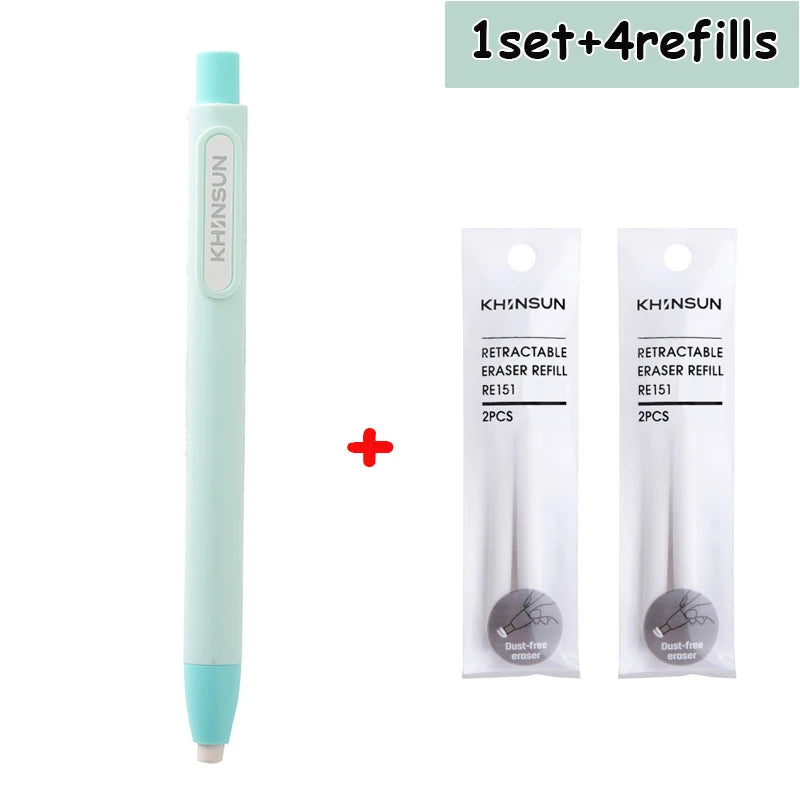 Retractable Pencil Eraser — Rubber Eraser for Writing Correction, School & Office Supplies