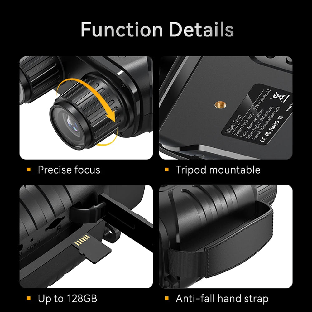 HD 1080P Infrared Binoculars | 10X Digital Zoom with 7 Gear Night Vision & 2000mAh Rechargeable Battery