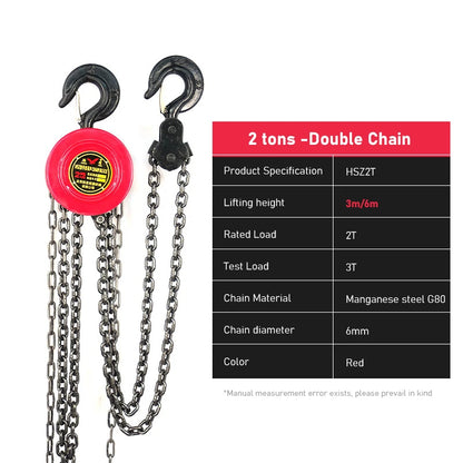 3M Heavy Duty Manual Chain Hoist - Hand Chain Block with Hook for Industrial & Construction Lifting