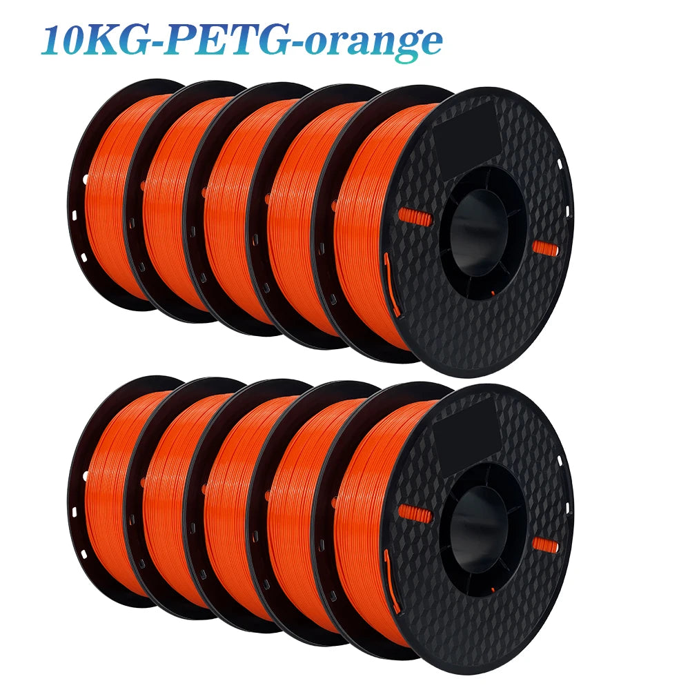 KINGROON 3D Printer Filament 22LBS — 10 Rolls 1KG 1.75mm PETG & PLA, Eco-Friendly Mixed Colors, High Toughness