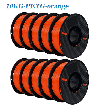 KINGROON 3D Printer Filament 22LBS — 10 Rolls 1KG 1.75mm PETG & PLA, Eco-Friendly Mixed Colors, High Toughness