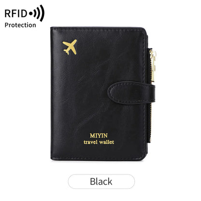 Multi-Functional RFID Anti-Theft Passport Bag – PU Leather Wallet with Multi Card Slots & Large Capacity