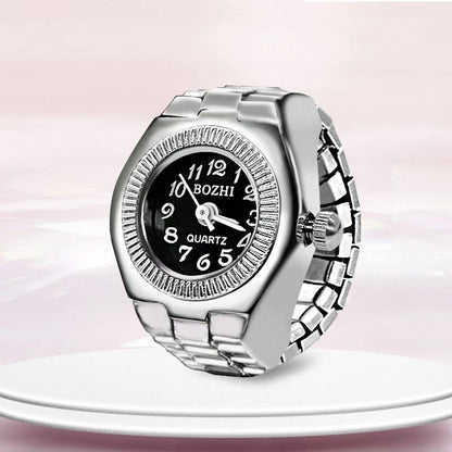 Kiss Jewelry Digital Quartz Finger Watch Ring – Mini Elastic Punk Style Clock Ring for Women, Men & Couple Teens Accessory