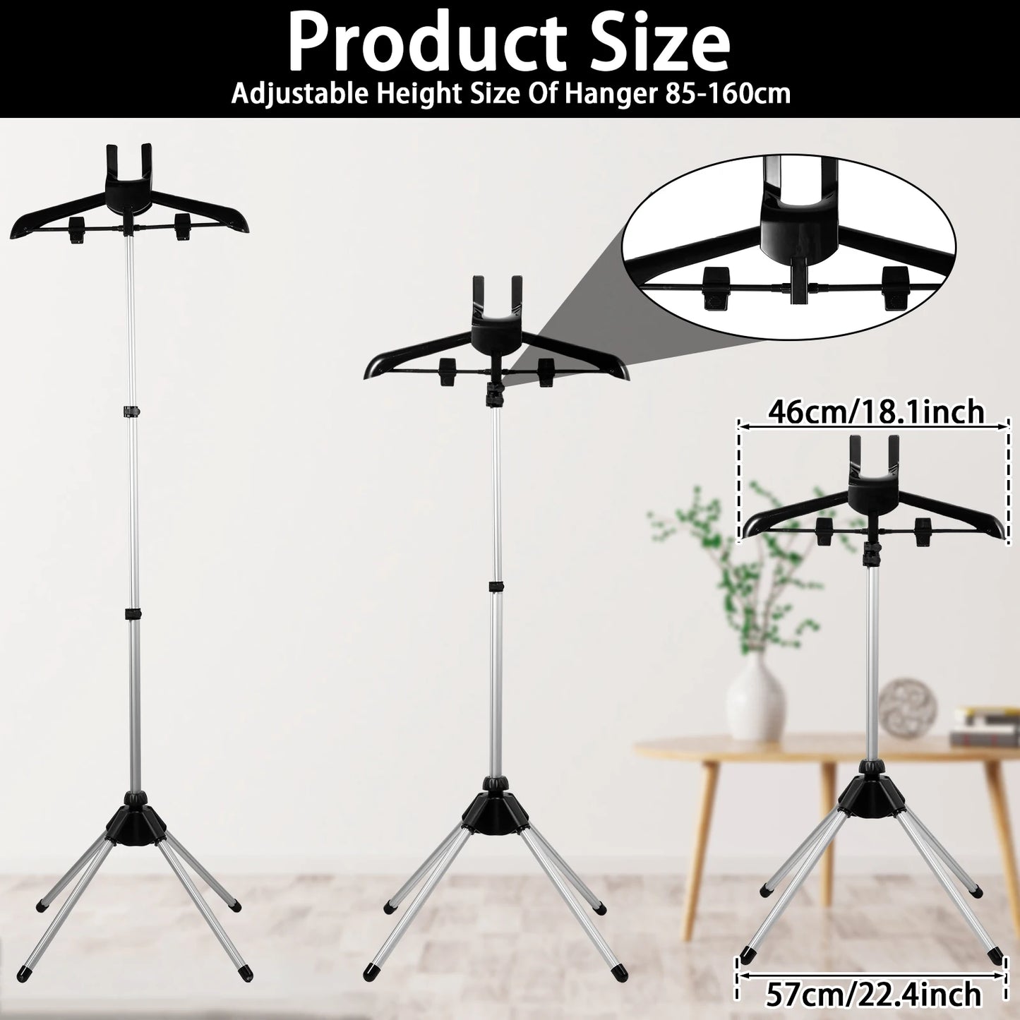 Telescopic Steamer Stand: Height Adjustable Rack for Effortless Garment Steaming - Foldable and Convenient Standing Hanger