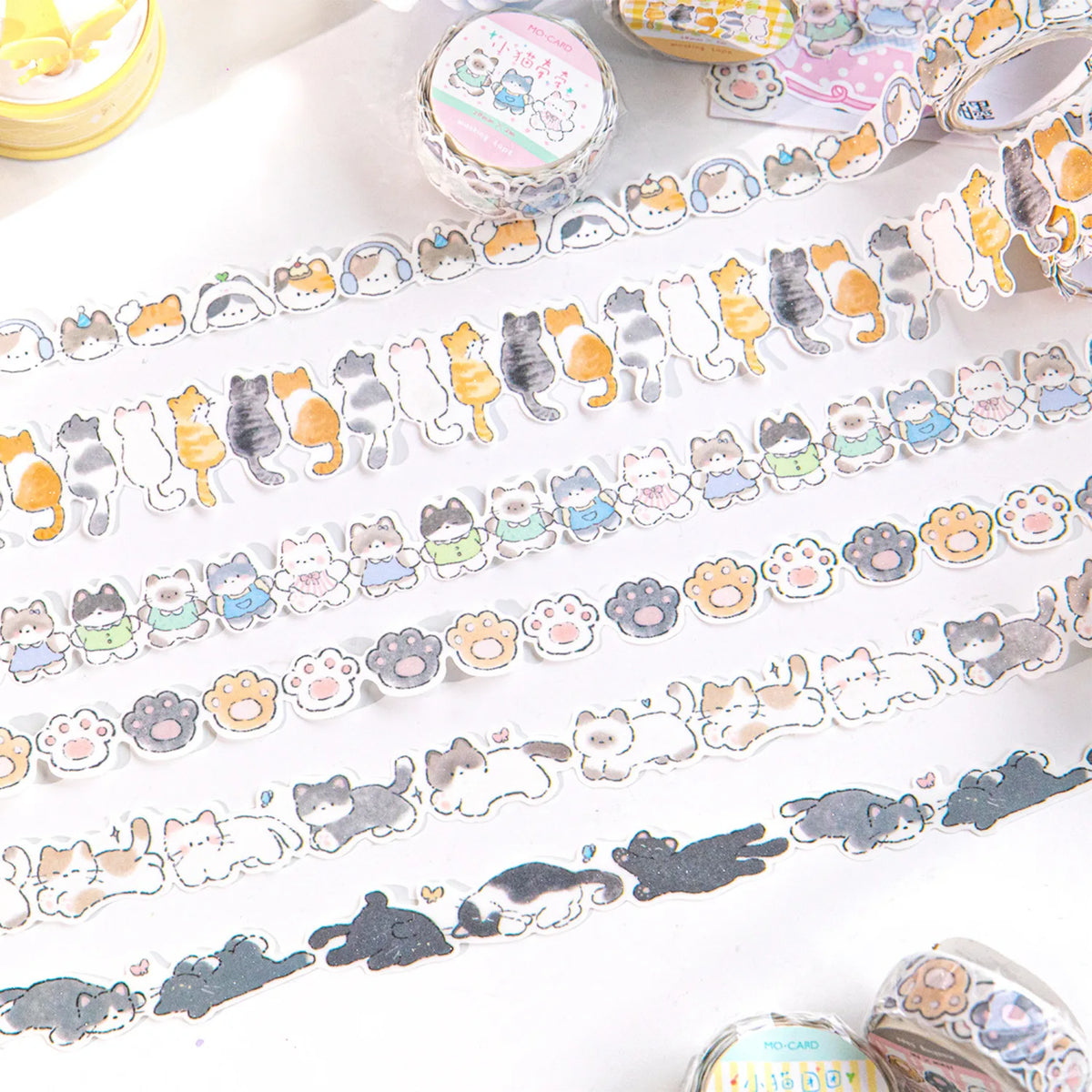2m Cute Cartoon Cat Decorative Tape - DIY Scrapbook, Diary, Envelope and Journal Crafting Stationery