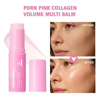 PDRN Pink Collagen Balm Stick - Anti-Aging Moisturizing Balm for Eyes, Neck, Forehead, and Smile Lines