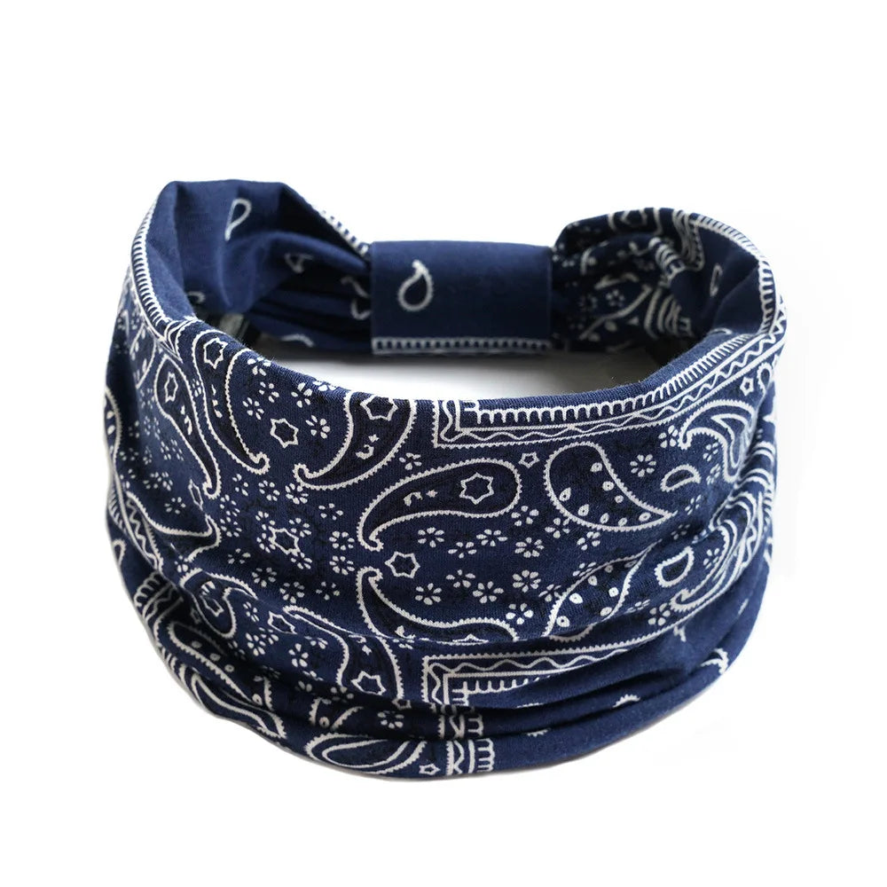 Bohemian Wide Cotton Stretch Headband for Women – Turban Headwrap, Bandage Hairband, Bandana Hair Accessories