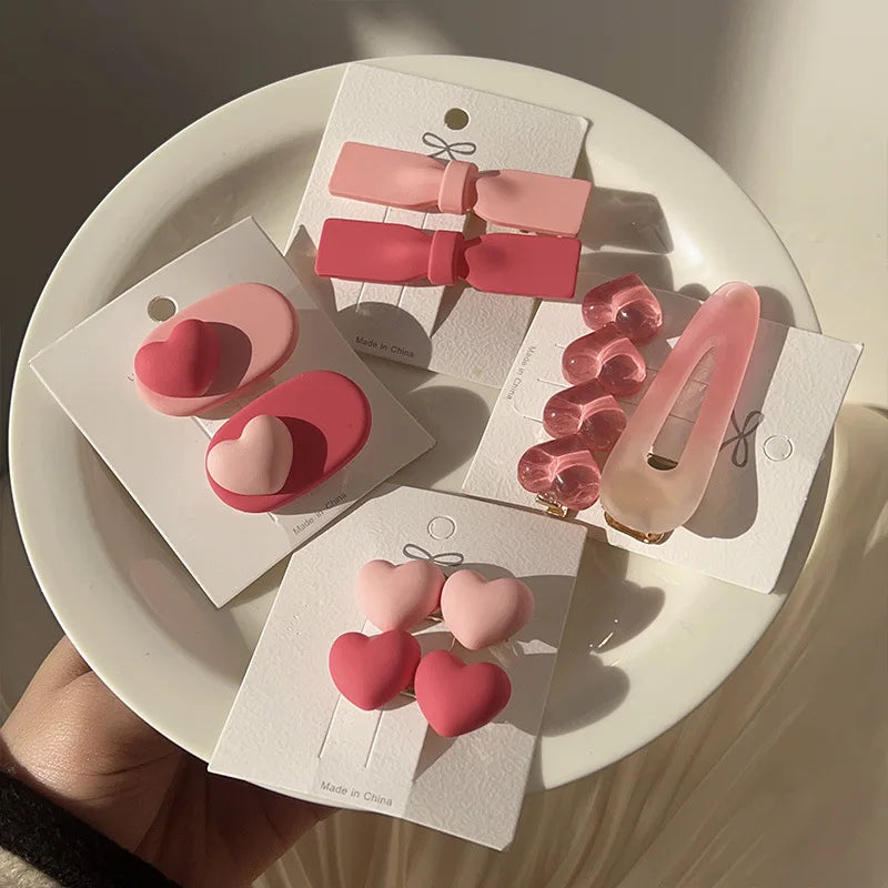 Cute Love Acrylic Hair Clips –  Frosted Barrettes for Girls Fashion Hair Accessories & Trendy Jewelry Pins