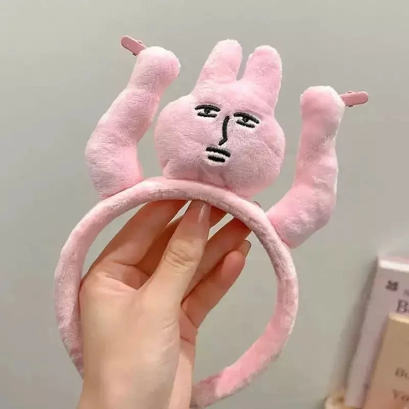 1–20PCS Pink Bunny Plush Headbands – Cute Fun Hair Bands for Bangs, Photos & Costume Decoration