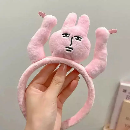 1–20PCS Pink Bunny Plush Headbands – Cute Fun Hair Bands for Bangs, Photos & Costume Decoration