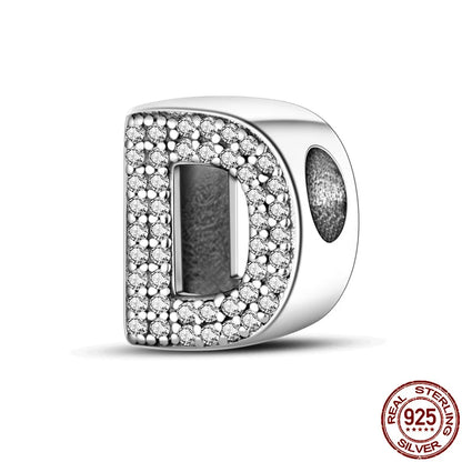 26 A-Z Alphabet Beads 925 Silver LOVE Letter Charms for 3mm Bracelets - CZ Zircon DIY Jewelry Gift