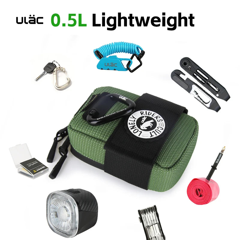 ULAC 0.5L Waterproof Bicycle Saddle Bag — Mini Shockproof MTB Seatpost Rear Pack Tail Pouch