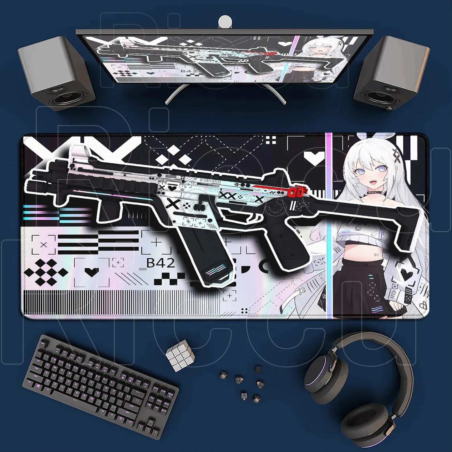Cartoon Pink CSGO Gamer Mouse Pad – 400x900mm Anti-Slip Rubber Desk Mat for Keyboard & Gaming Accessories