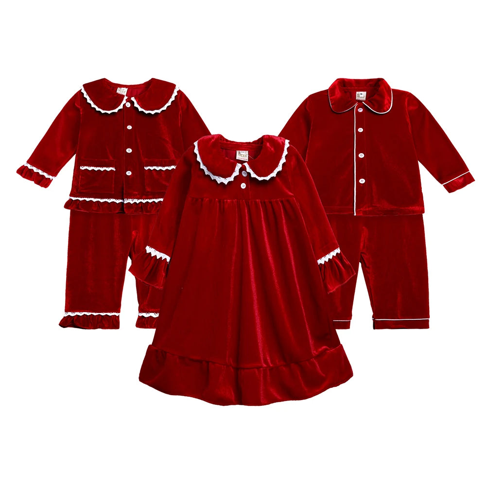 2025 Kids Christmas Pajama Set – Velvet Long Sleeve Loungewear & Sleepwear for Boys & Girls