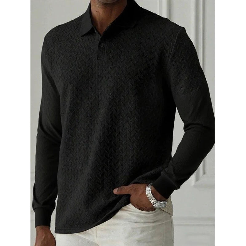 Men’s Long Sleeve Polo Shirt - High Quality Business Casual T-Shirt for Office and Fashion Style