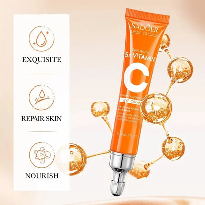 SADOER Vitamin C Eye Cream - Anti Dark Circle, Eye Bag Removal & Brightening Moisturizing Skincare Treatment