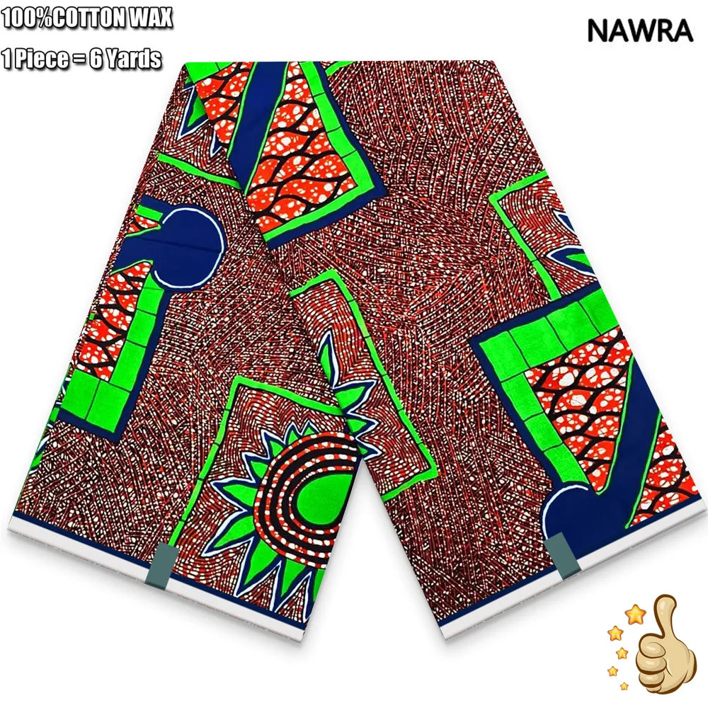 100% Cotton African Real Wax Fabric - Ankara Batik Pagne Sewing Material for Women's Dresses