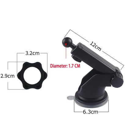 17mm Silicone Car Suction Cup Mount - Rotating Telescopic Phone Holder Bracket