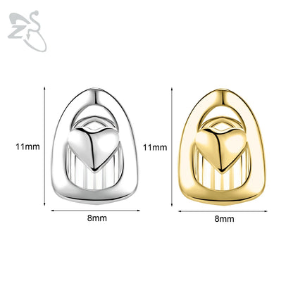 ZS Hip Hop Grillz – Silver/Gold Plated CZ Crystal Cross & Rose Star Tooth Cap, Top & Bottom Set