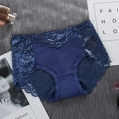 Women’s Cotton Lace Underwear Panties - Sexy Mid Waist Hollow Briefs with Hip Lift Comfort Fit Lingerie