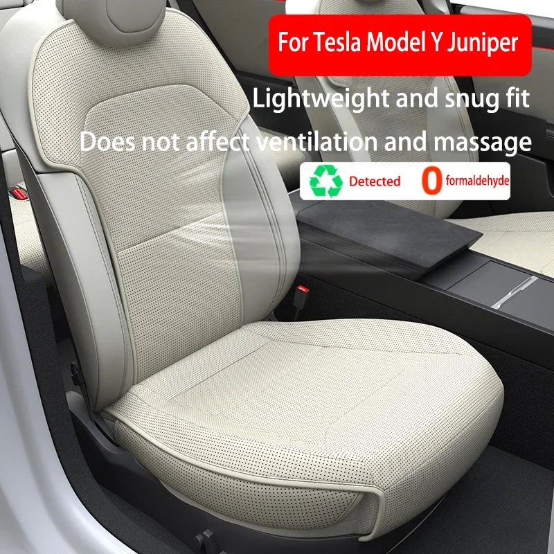 Tesla Model Y Juniper 2025 Seat Cushion – PU Breathable Punching Split Car Seat Protector Universal Interior Accessory