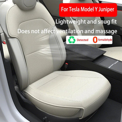 Tesla Model Y Juniper 2025 Seat Cushion – PU Breathable Punching Split Car Seat Protector Universal Interior Accessory