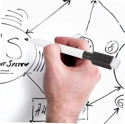 Magnetic Dry Erase Markers with Eraser Caps - Black Whiteboard Pens for School, Home and Office
