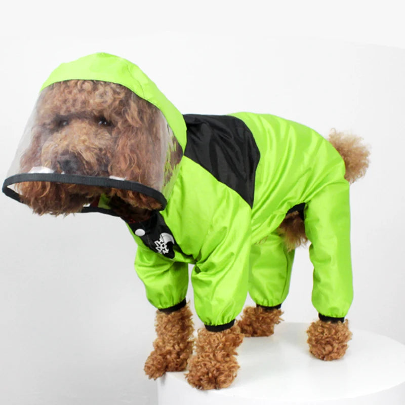 Waterproof Dog Raincoat – Dog Face Jumpsuit, Water-Resistant Jacket for Dogs, Pet Coat for All Weather