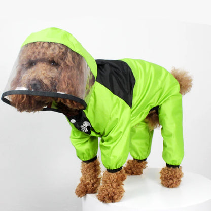 Waterproof Dog Raincoat – Dog Face Jumpsuit, Water-Resistant Jacket for Dogs, Pet Coat for All Weather