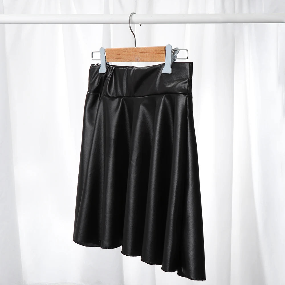 Women’s High Waist Mini Skirt — Elastic Faux Leather Short Skirt