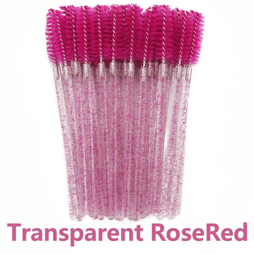 ANNAFRIS 50PCS Disposable Eyelash Brushes - Soft Crystal Lash Extension & Eyebrow Makeup Mascara Wands