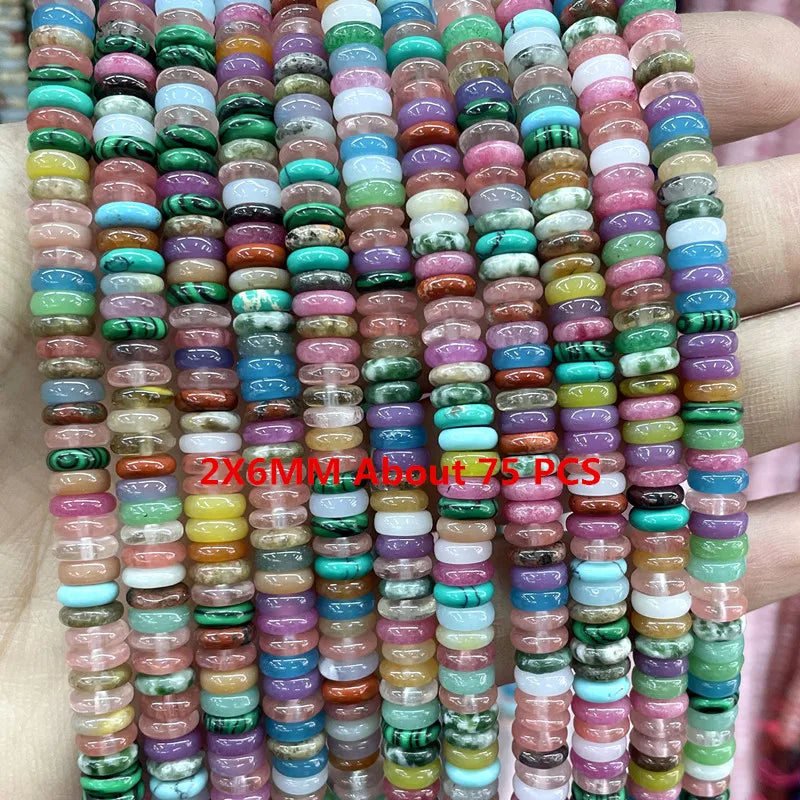 Natural Gemstone Beads - Agate Quartz Turquoise Faceted Rondelle Spacer Beads for DIY Jewelry Making & Bracelets