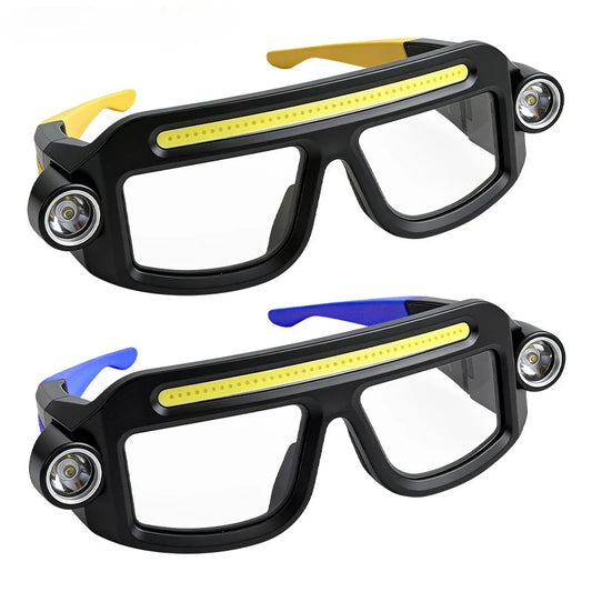 Rechargeable COB LED Glasses Headlight - USB-C Waterproof Adjustable Work Light for Car Repair