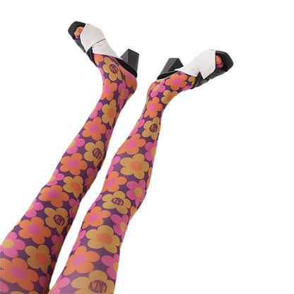 Women’s Patterned Pantyhose – Y2K Tie-Dye Sheer Tights with Hollow Mesh, Funky Grunge Streetwear Leggings