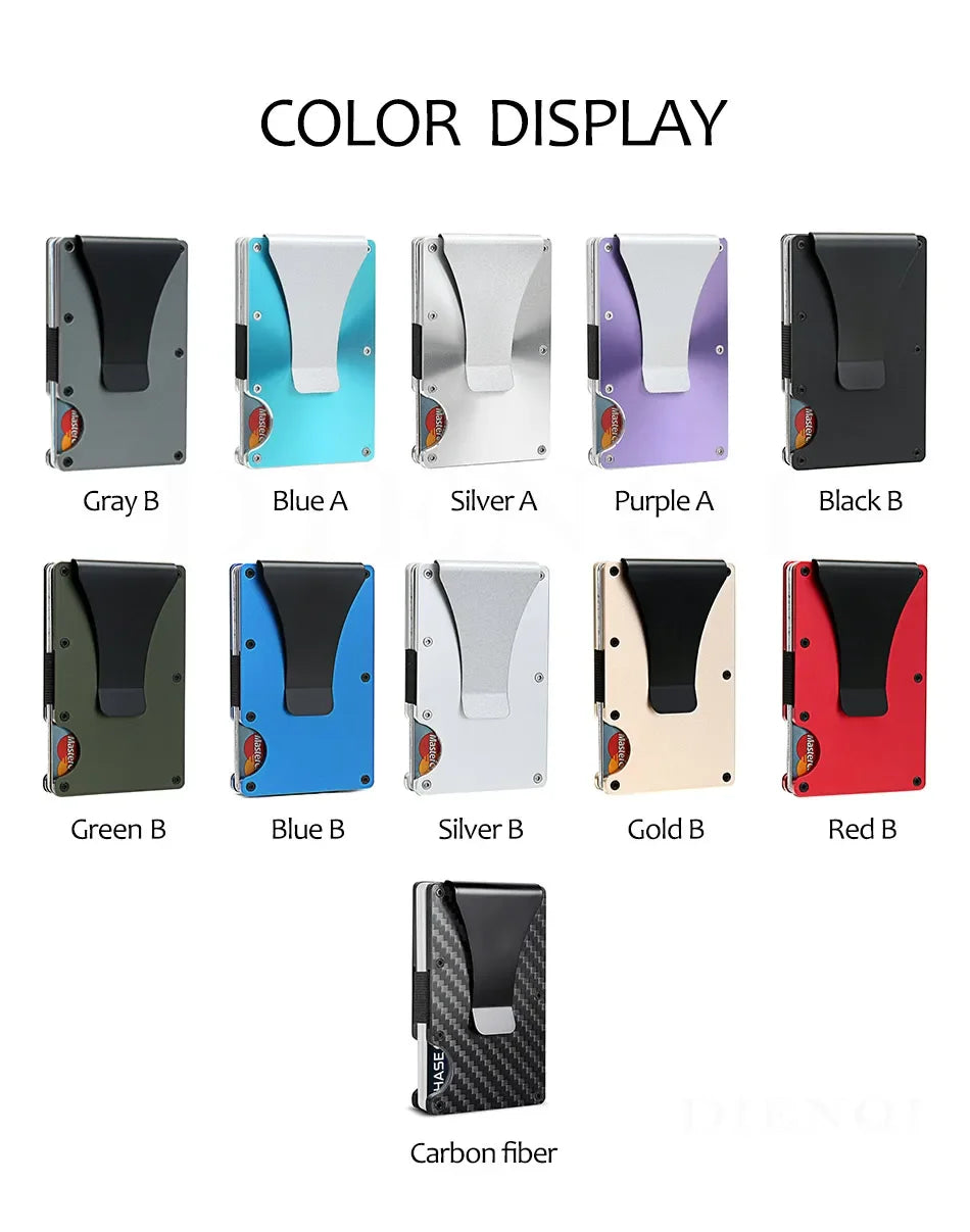 RFID Carbon Fiber Metal Wallet for Men – Slim Minimalist Card Holder, Thin Small Money Clip Purse
