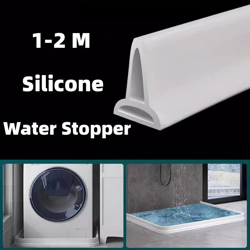 1–2M Silicone Shower Water Stopper - Bathroom Water Retaining Barrier for Wet-Dry Separation and Flood Prevention