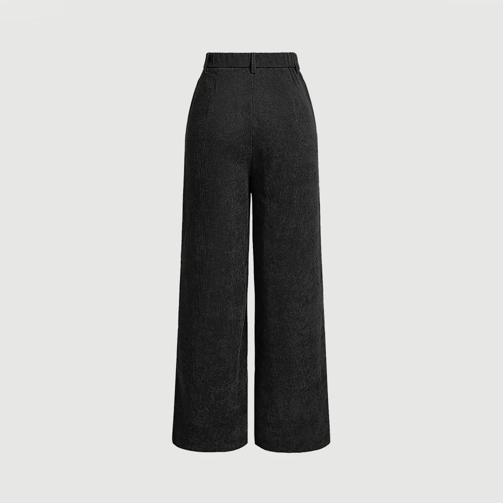Mia Muse Women's All-Season Casual Pants – Retro Vintage Pocket, Natural Waist, Full Length for Any Occasion
