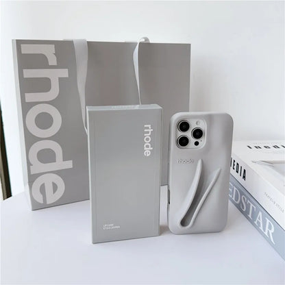 Rhode Bag iPhone Case - Lip Gloss Style Silicone Stand Cover for iPhone 17 Air 16 15 14 13 12 Pro Max Plus 16E