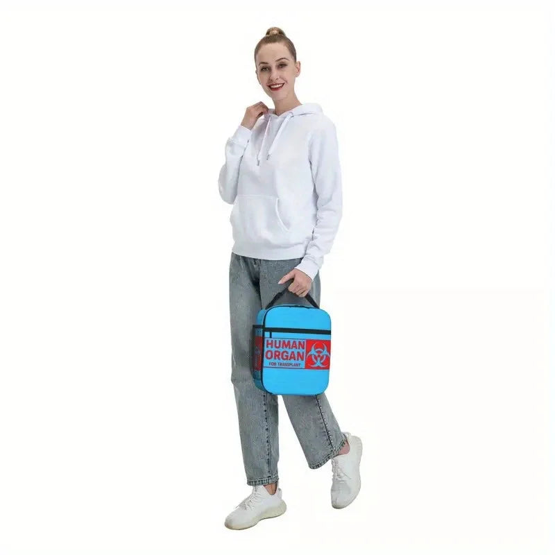 Human Organ Transplant Insulated Lunch Bag - Large Cooler Tote for Meals & Food Storage