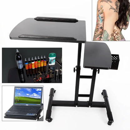 Portable Tattoo Workstation — Adjustable Dual Surface Table with Impact-Resistant Board