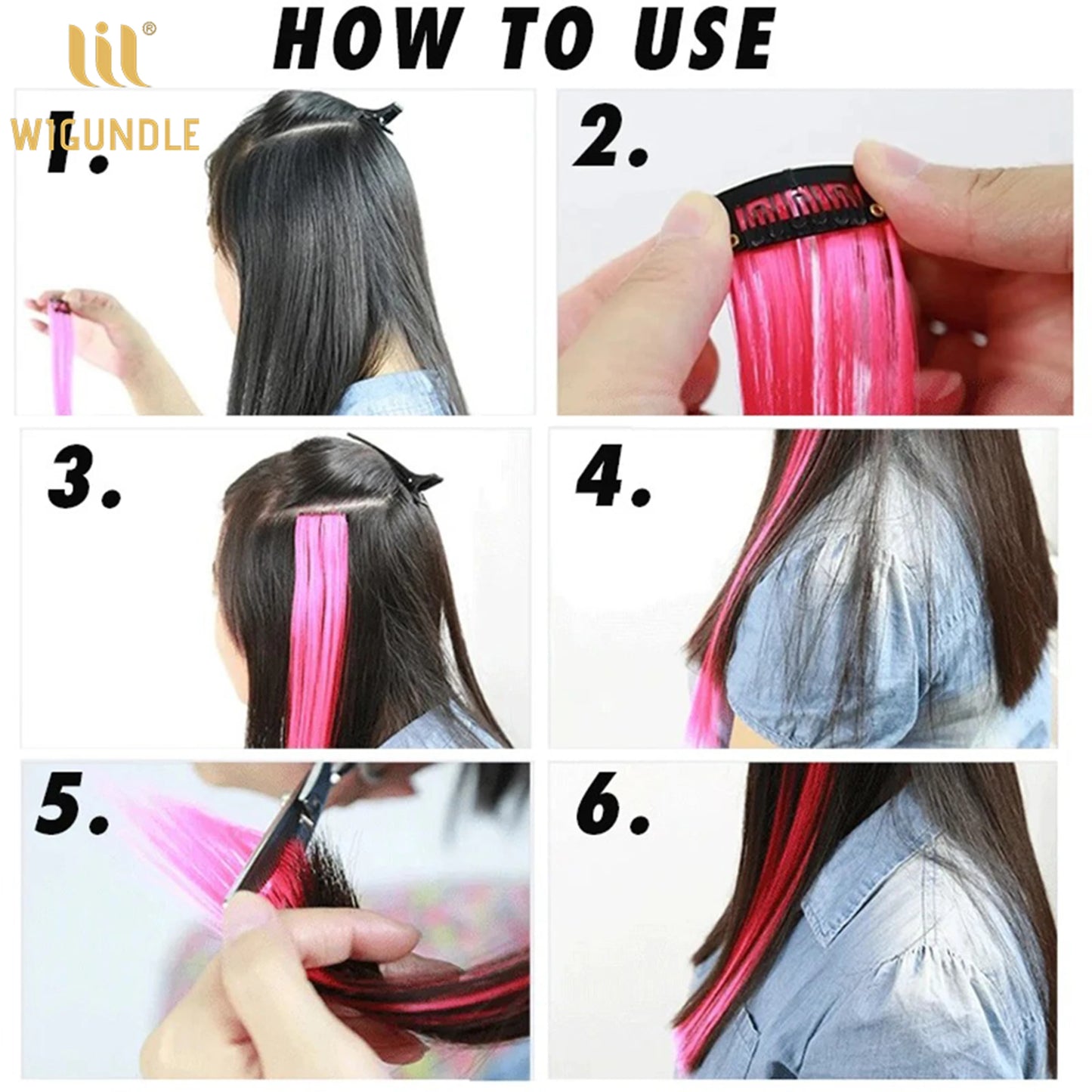 18-Color Clip-In Hair Extensions – 22 Inch Long Straight Synthetic Wig with High Gloss for Women & Children