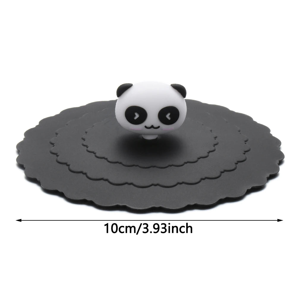 Cartoon 10cm Cute Silicone Cup Cover - Heat-Resistant, Leak-Proof, Dustproof Sealed Lid for Tea Cups