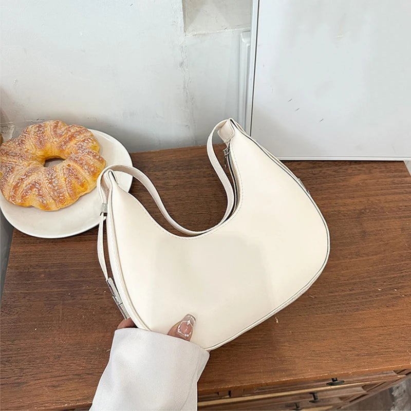Fashion PU Leather Underarm Bag for Women – Trendy Clutch Handbag, Single Shoulder, Simple Hobo Tote