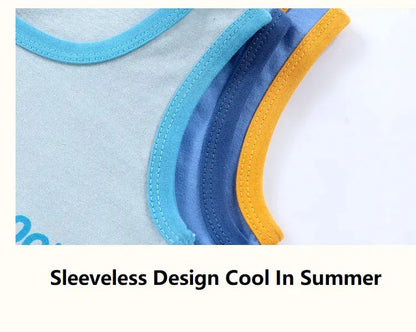 2PCS Kids Summer Vest Set – Cotton Sleeveless T-Shirt & Shorts for Boys & Girls Baby Clothes