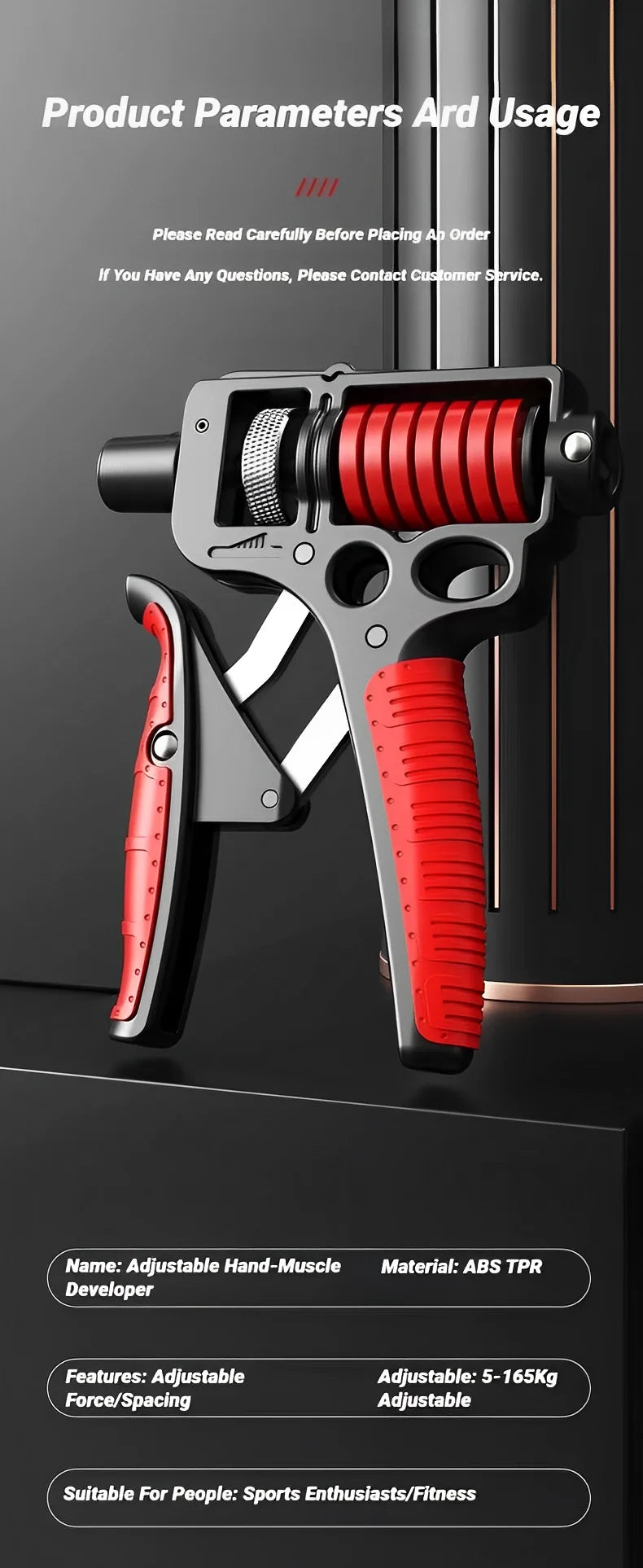 5–165kg Adjustable Hand Grip Strengthener — Heavy-Duty Forearm & Finger Expander (Steel Spring)